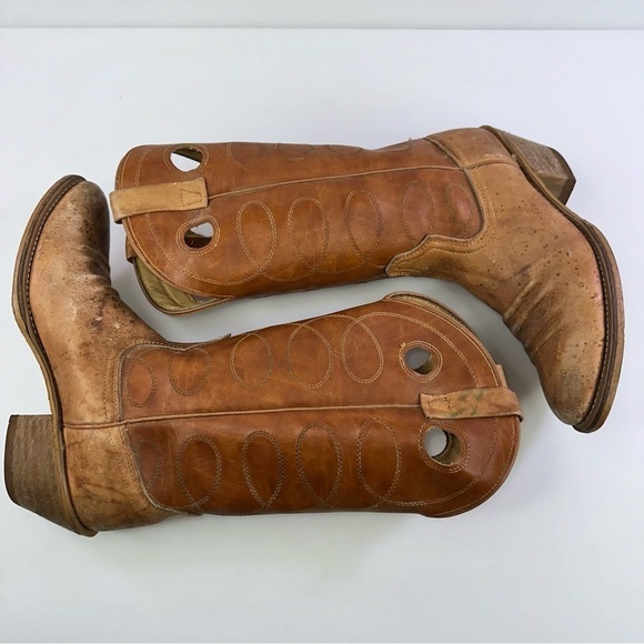 Acme Men's 4607 Brown Mid-Calf Almond Toe Cowboy Western Boots - Size 8.5D - Picture 3 of 8